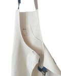 Chef Apron in off-white reclaimed canvas with denim and brown straps — Edit Studio London