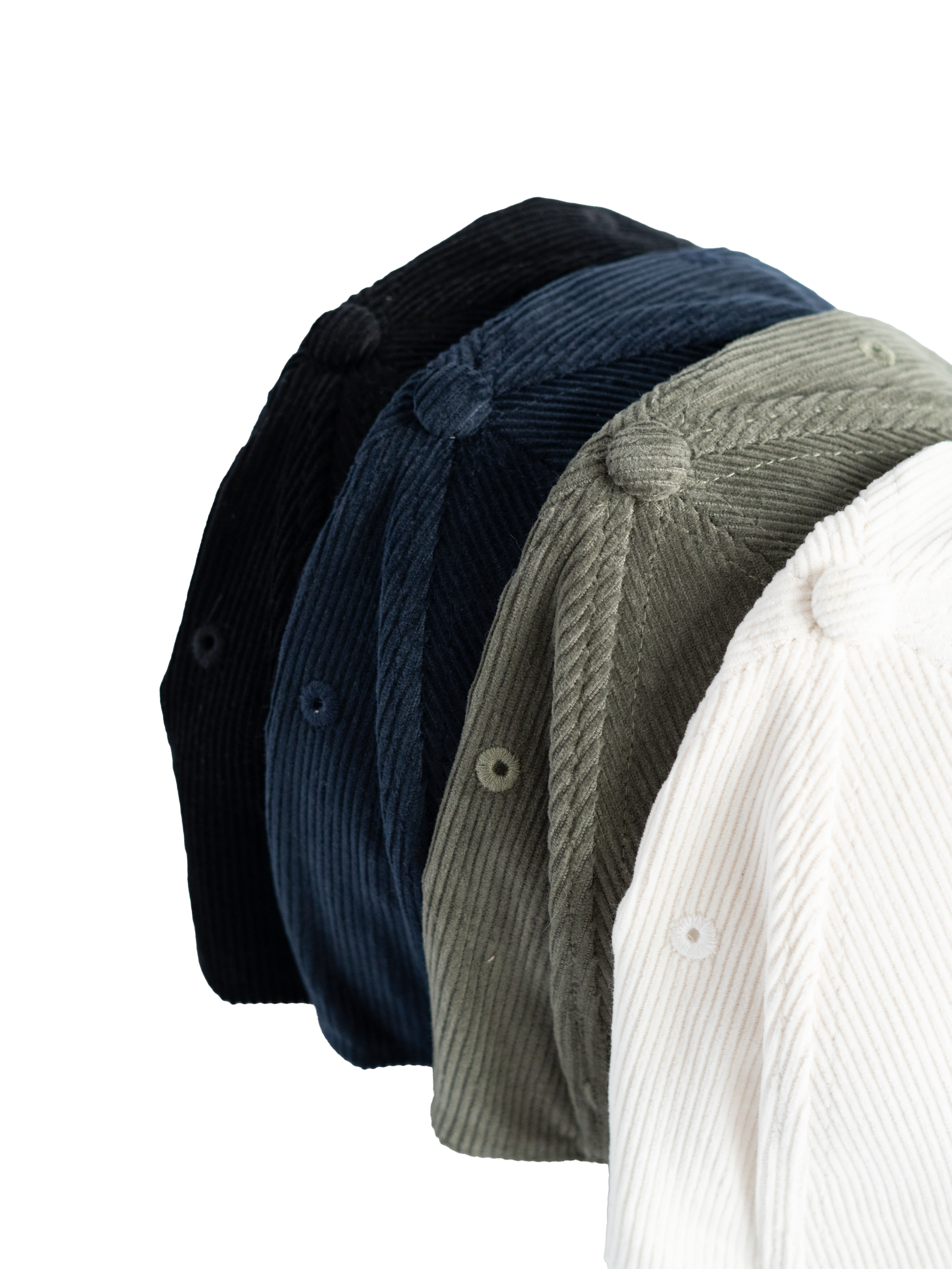 Black corduroy 6-panel cap — Edit Studio London chef workwear
