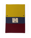 Demi Knife Sleeper in denim, yellow and burgundy reclaimed canvas — Edit Studio London