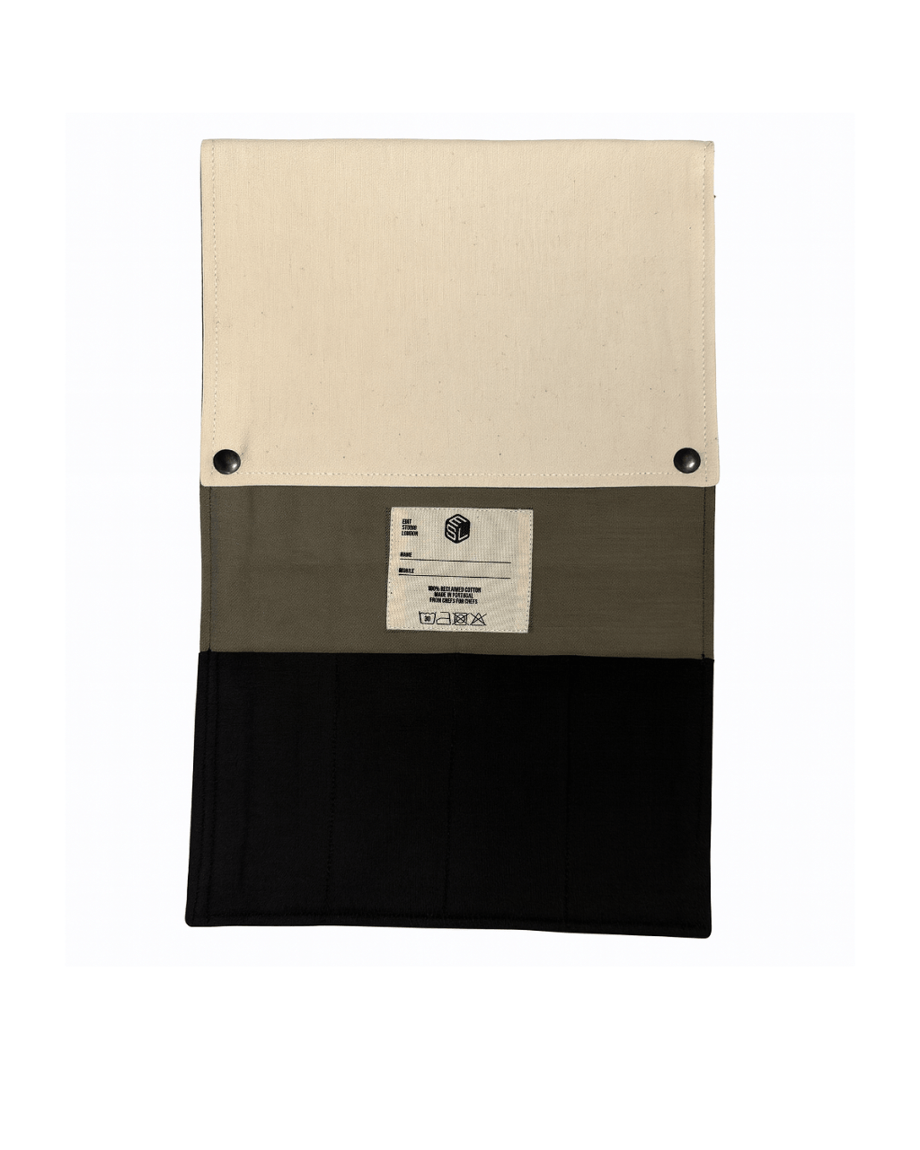 Demi Knife Sleeper in off-white, black and olive reclaimed canvas — Edit Studio London