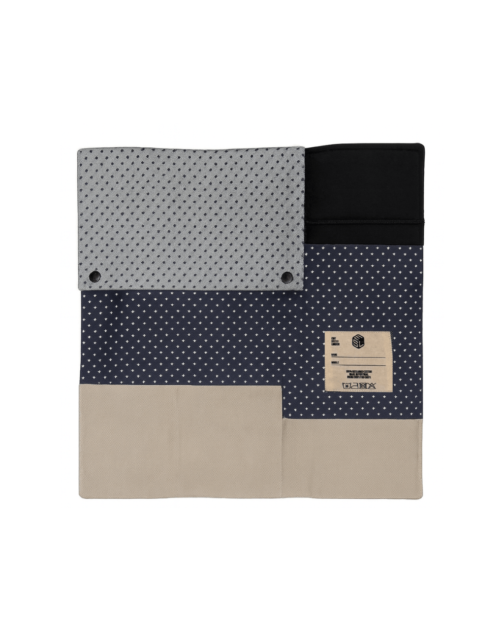 Knife Sleeper 2.0 in black, white and dotted reclaimed canvas — Edit Studio London