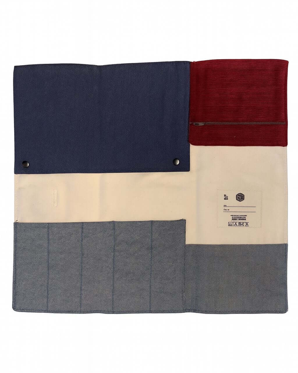 Knife Sleeper 2.0 in off-white, burgundy and denim reclaimed canvas — Edit Studio London