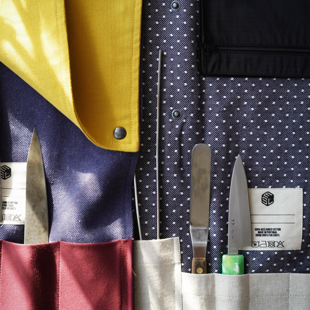 The Knife Sleeper Set — a big knife roll and a small one that rolls inside it, by Edit Studio London