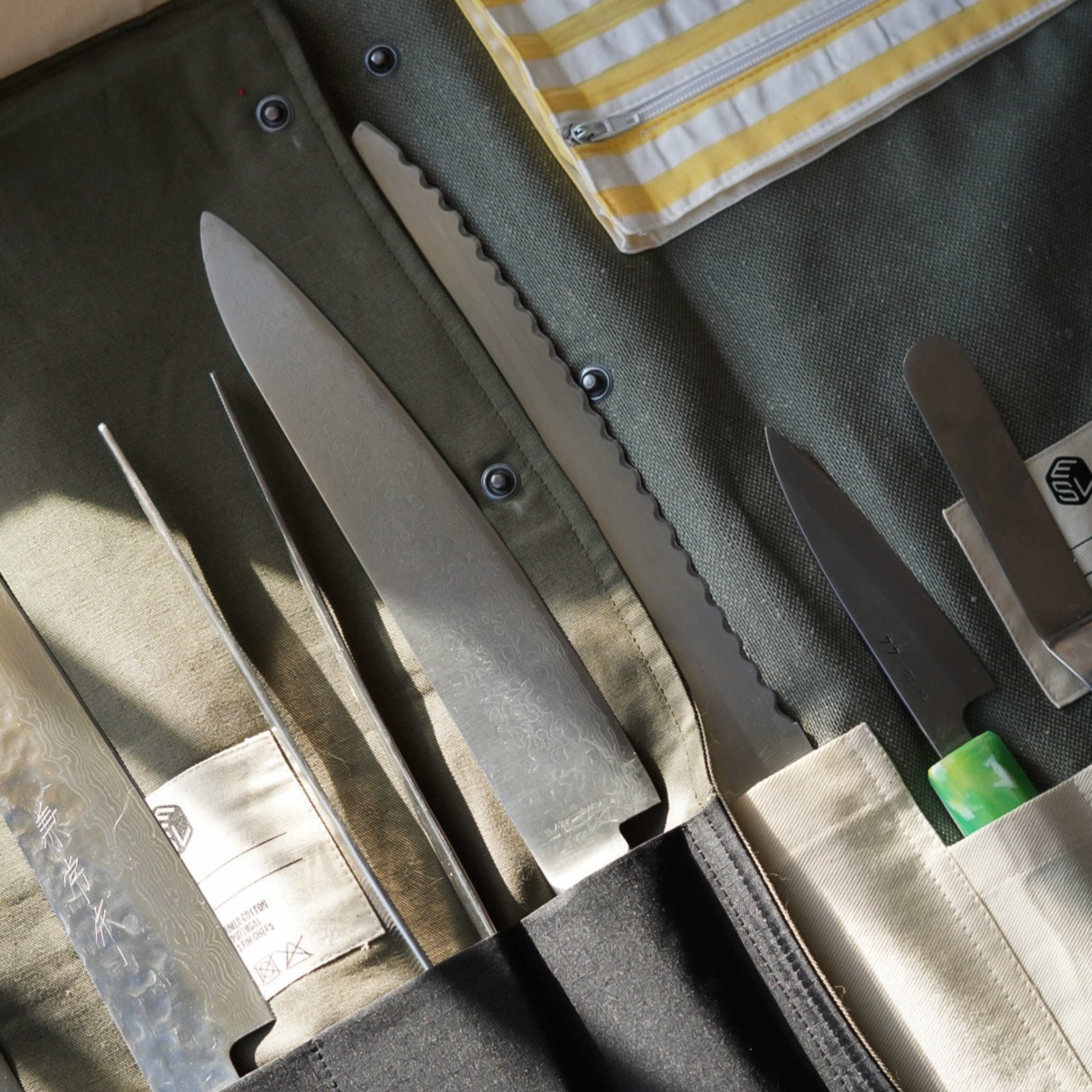 The small knife roll tucked inside the big knife roll — The Knife Sleeper Set by Edit Studio London