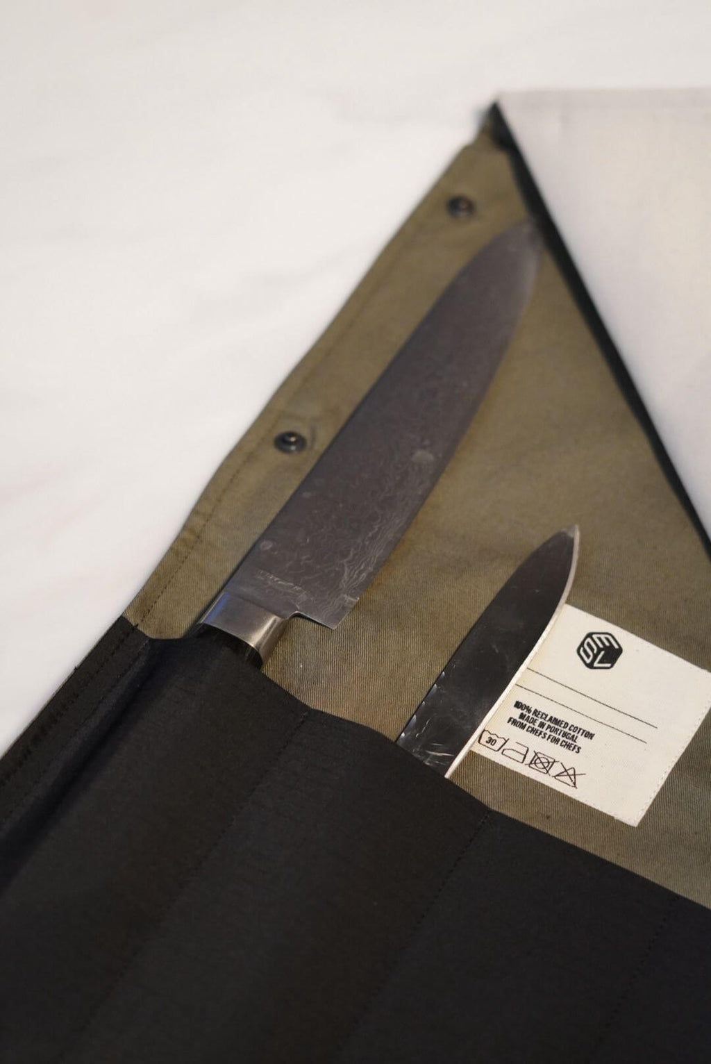 Demi Knife Sleeper in off-white, black and olive reclaimed canvas — Edit Studio London